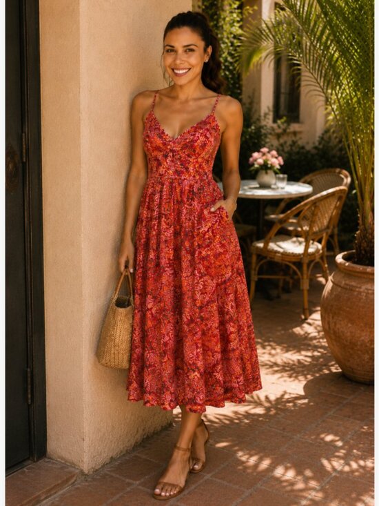 Jason Wu Dresses & Skirts - Jason Wu Linen Blend Paisley Print Midi Sundress | Smocked Back | Size Small